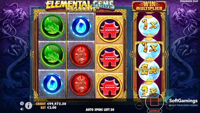 pantalla de bonos de la tragamonedas Elemental Gems